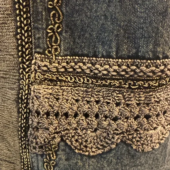 Vintage Embroidered & Lace Denim Jacket - Picture 7 of 12